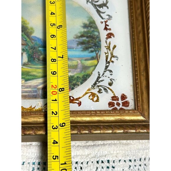 Reverse Foil Art Glass Framed Religious Bless Our House Sacred Heart of Jesus - Picture 11 of 12